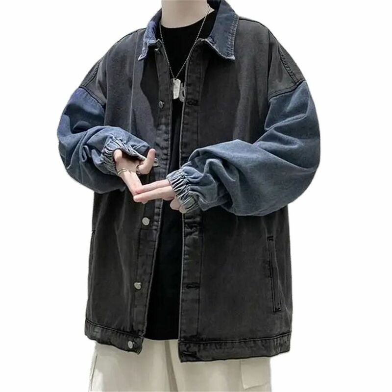 Куртка мужская джинсовая в стиле пэчворк, уличная одежда в стиле ретро, Повседневная Верхняя одежда для пар, в Корейском стиле, весна-осень