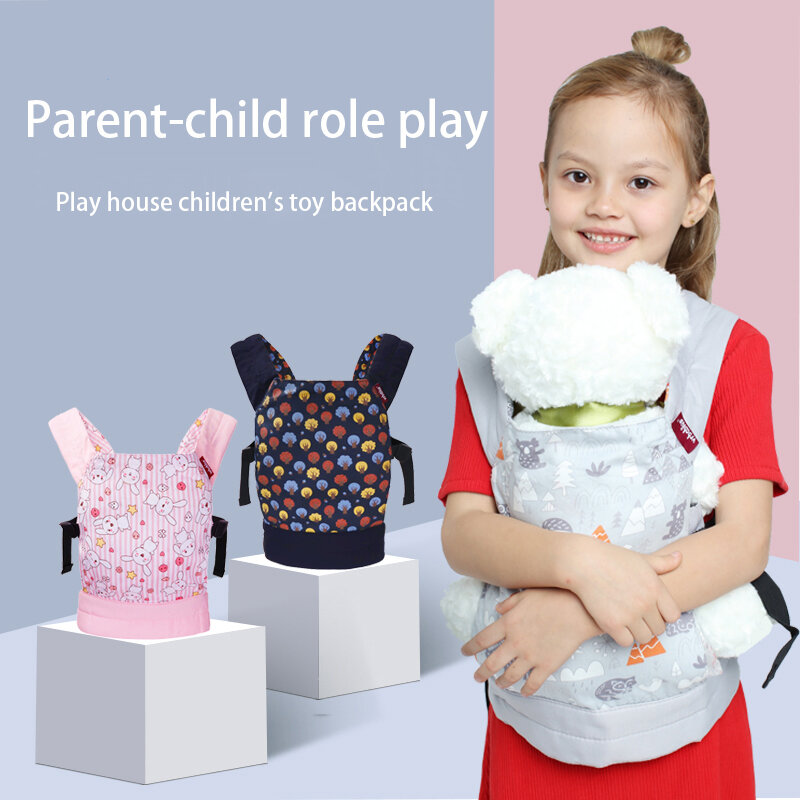 Vrbaby-portabebés de algodón suave para niñas mayores de 18 meses, portabebés frontal y trasero, con patrón de conejo, mochila de juguete
