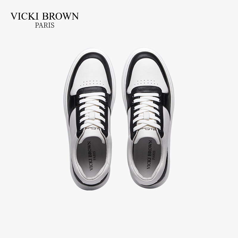 VICKI 다크 브라운 디자인 패치워크 보드 신발, 캐주얼 스포츠 신발, 다양한 색상, 패셔너블한 하이엔드 브랜드