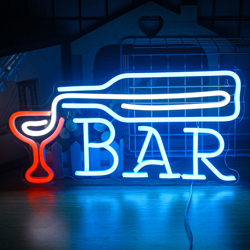 Bar Neon Sign LED Room Decoration Lights USB Hanging acrilico Art lampada da parete per Party Bar Cafe Shop Design creativo Logo Decor