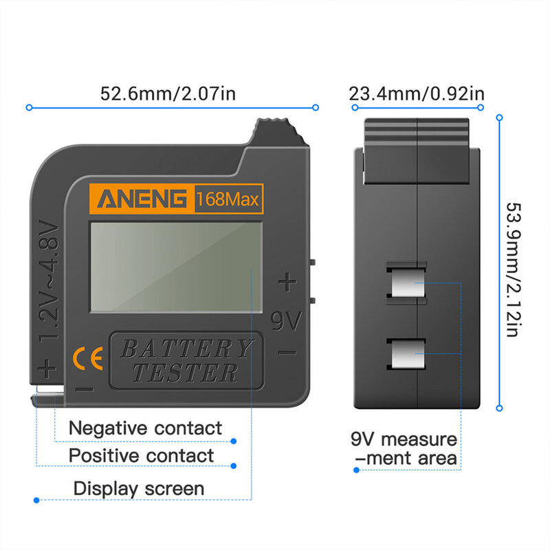 범용 배터리 검사기 디지털 배터리 테스터, 휴대용 배터리 모니터, 배터리 필요 없음, AA AAA C D 1.5V