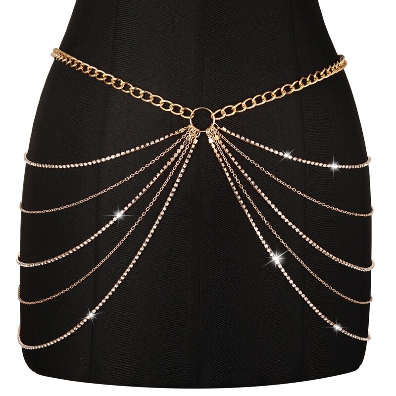 Cadena cintura ajustable múltiples capas cadena cuerpo joyería playa para regalos mujeres