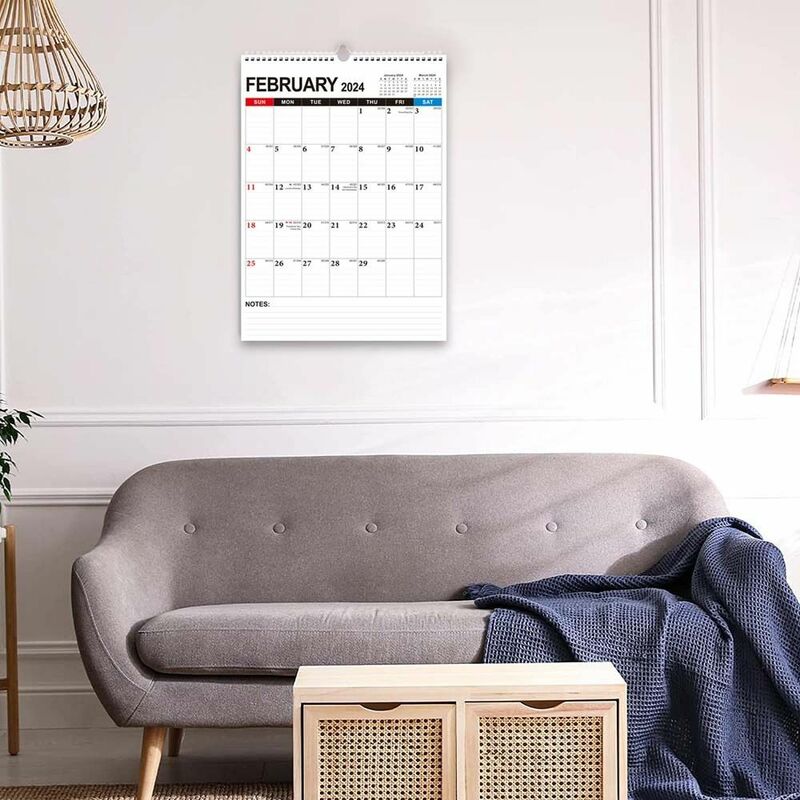 コイル、壁掛けカレンダー、アジェンダ、オフィスステーショナリー、英語カレンダー、2024の週と日次プランナー