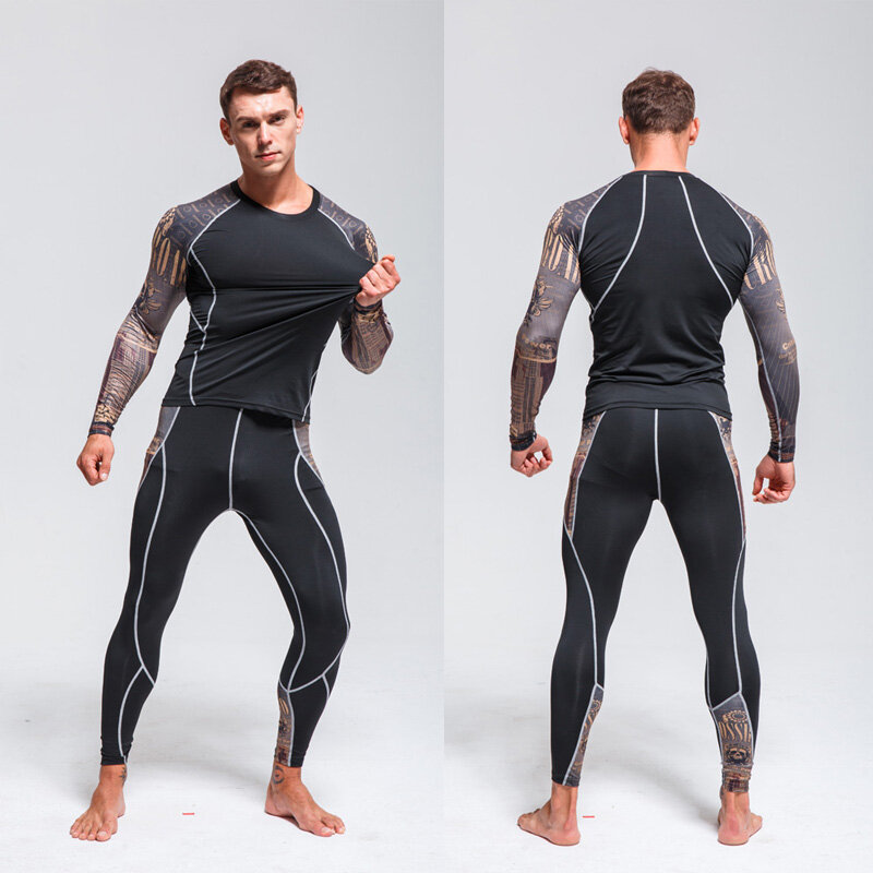 Compression Shirt Leggings Men's Suit Winter Second Layer Thermal Underwear Suit Sportswear Base Layer Men's Gym Workout Clothes