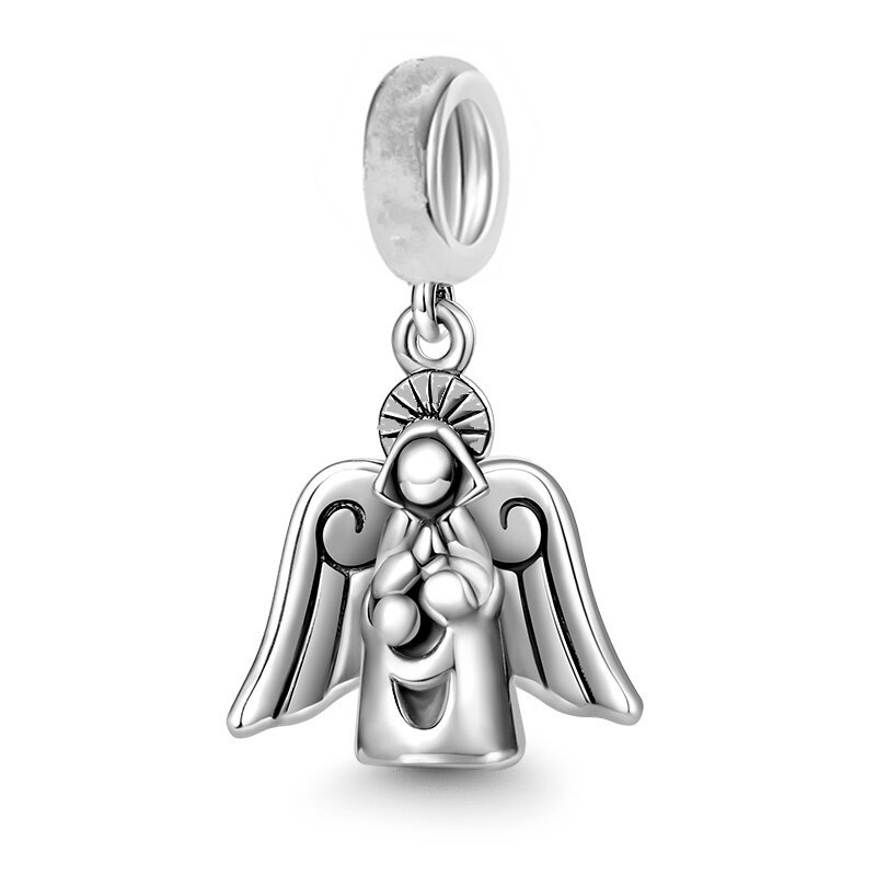 HotSale 925 Sterling Silver Heart Winged Angel Guardian ciondola Charm Bead Fit braccialetto Pandora originale regalo di gioielli di moda fai da te