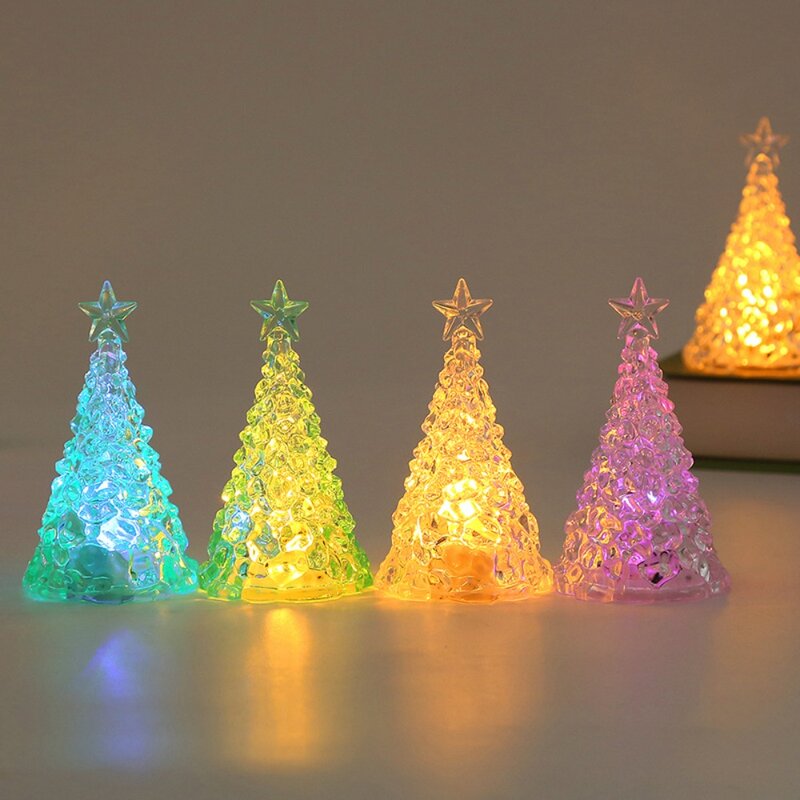 Christmas Tree LED Candle Lights Luminous Crystal Lights Lamp Christmas Ornament Decoration Pendant Home Party  Kid Toy Gifts