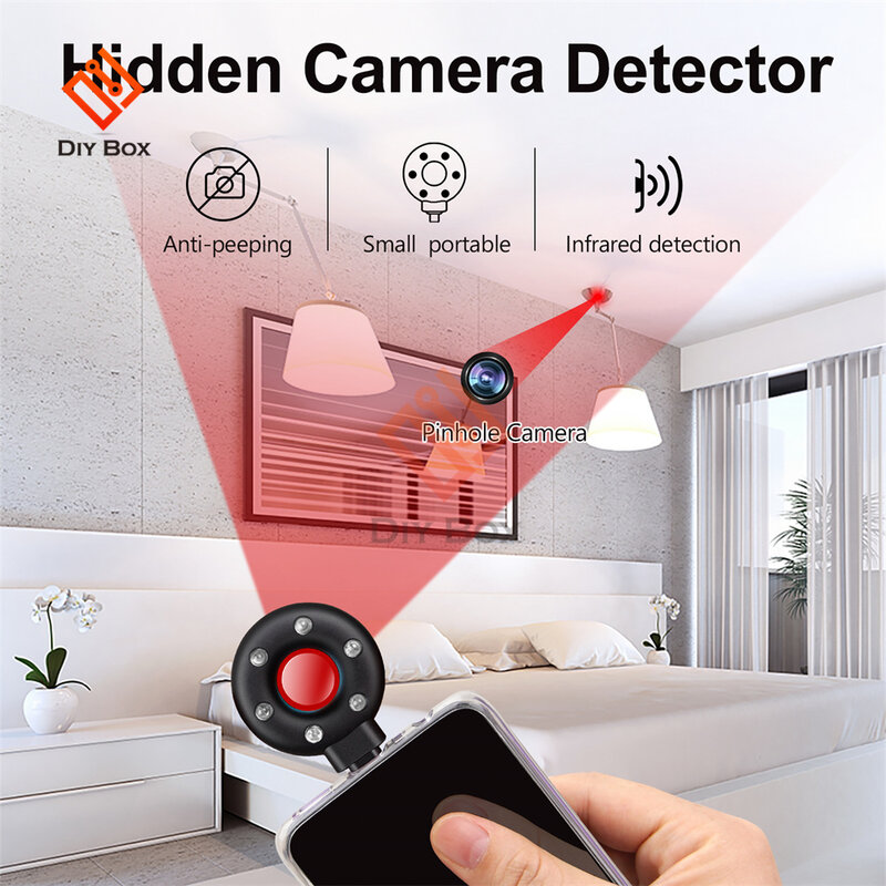 Detektor Kamera Portabel Anti-asli untuk Perjalanan Luar Ruangan Sewa Hotel Alarm IR Pencari Kamera Tersembunyi dengan Lampu Led