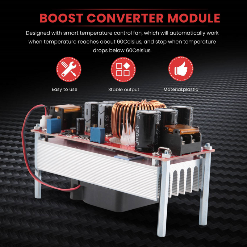 1500W 30A DC-DC Boost Converter Module 10-60V to 12-97V Voltage Step Up Converter Boost CC CV Power Supply Module