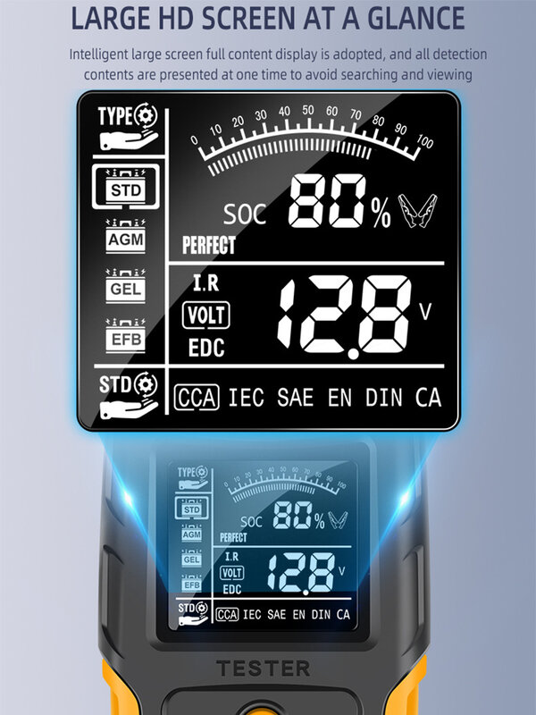 TK-100 Car Battery Tester 12V 24V Digital Vehicle Cranking Charging Scanner Diagnostic Battery Measurement Analyzer