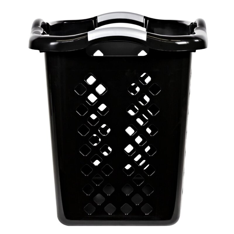 2 Bushel Plastic Laundry Basket with Silver Handles, Black, 2 Pack