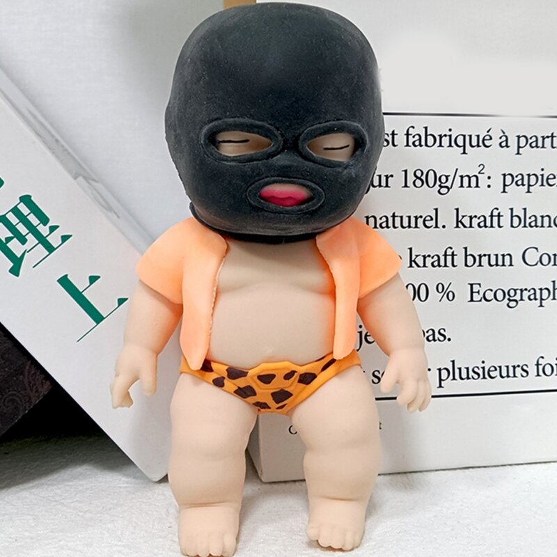 Juguete exprimible TPR Lovely Masked Baby Toy Office Juguete relajante