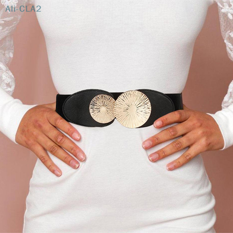 Wide Elastic Waist Belt Ladies Retro Fashion Stretchy Stylish PU Leather Waistband forClothing Accessories  Decoration