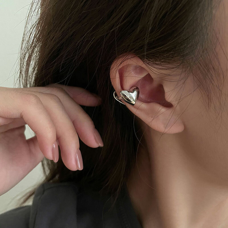 Vintage Herz Clip Ohrringe Für Frauen Silber Farbe Kein Piercing Gefälschte Ohrring In Viele 2022 Mode Schmuck Ohr Manschette aretes de muje