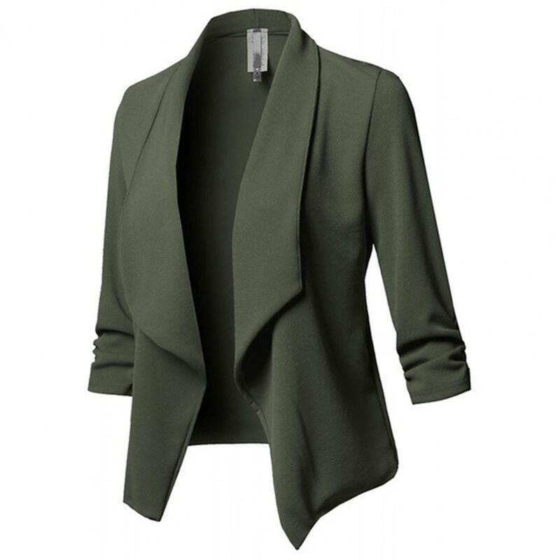 เสื้อเบลเซอร์2023แขนยาวสำหรับผู้หญิง, เสื้อแจ็คเก็ตทำงานแบบบางเสื้อโค้ทสูทเสื้อคาร์ดิแกนสไตล์ OL สำหรับใส่ทำงาน