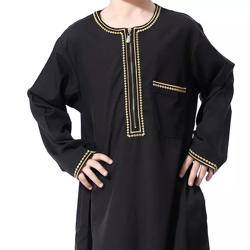 เสื้อผ้าวัยรุ่นมุสลิมแฟชั่น2024ของผู้ชายชุดคลุมสำหรับเด็กผู้ชายคาฟตันสำหรับฤดูร้อนฤดูหนาว