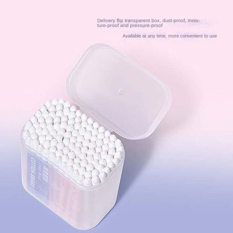 100Pcs/set Eyelash Glue Removing Cotton Swabs Ear Cleaner Spoon Ear Pick Cleaner Cotton Buds Tip Makeup Tool