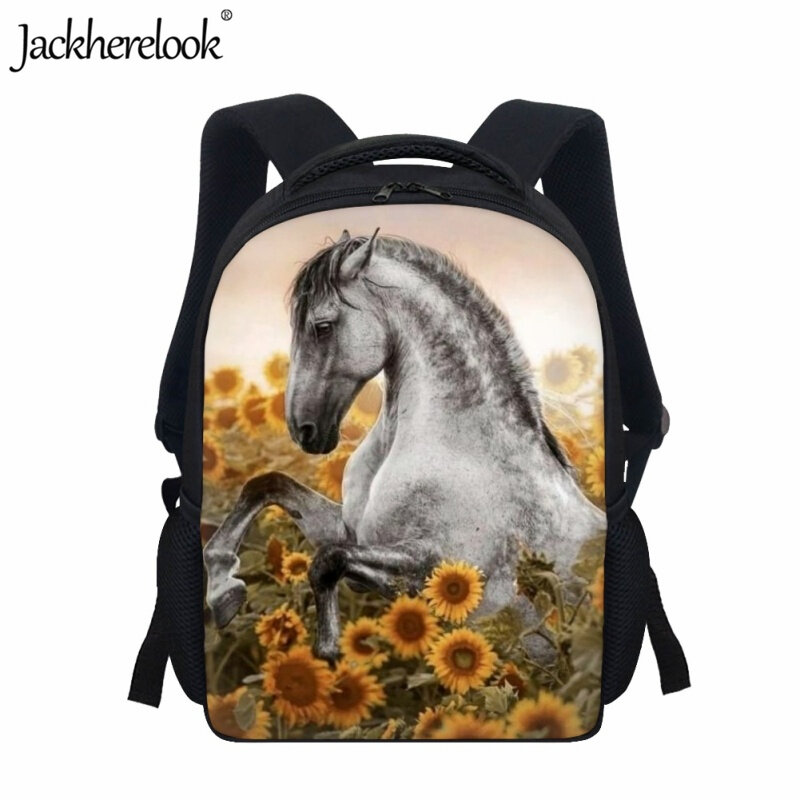 Jackherelook-Bolso escolar con estampado 3D de caballo corriendo, mochila de viaje práctica, a la moda, con diseño artístico, para niños
