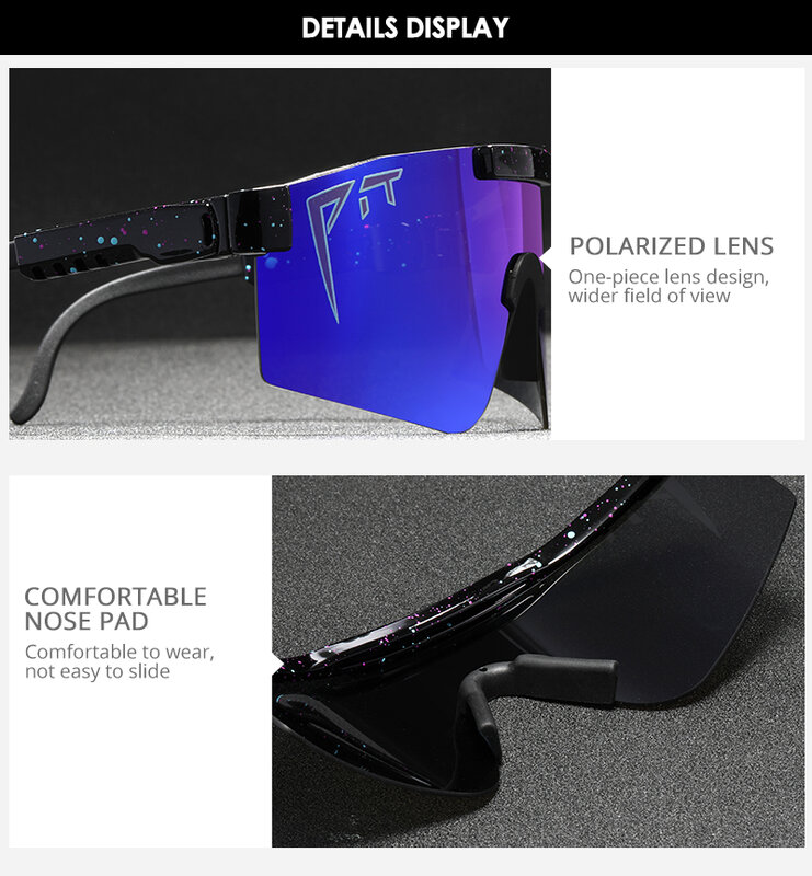 Pit Viper kacamata sepeda terpolarisasi, kacamata sepeda MTB luar ruangan TR90, kacamata olahraga UV400 untuk pria dan wanita