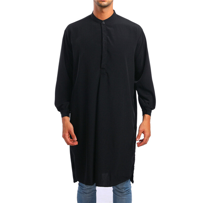 2023 New Casual Long Shirt Fashion Muslim Men Clothing Robe Islamic Clothing Arabic Kaftan Abaya Caftan Tunic Man Pakistan Saudi