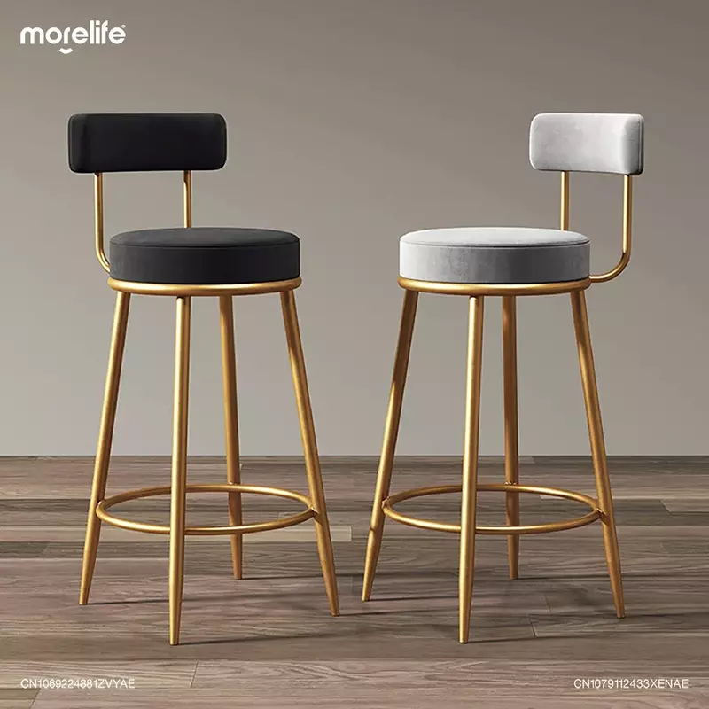 Nordic Iron Art Bar Chairs Counter Stool Luxury Front Desk Cashier Chair Gold Kitchen Feet Bench Island Table Dining Chair Home