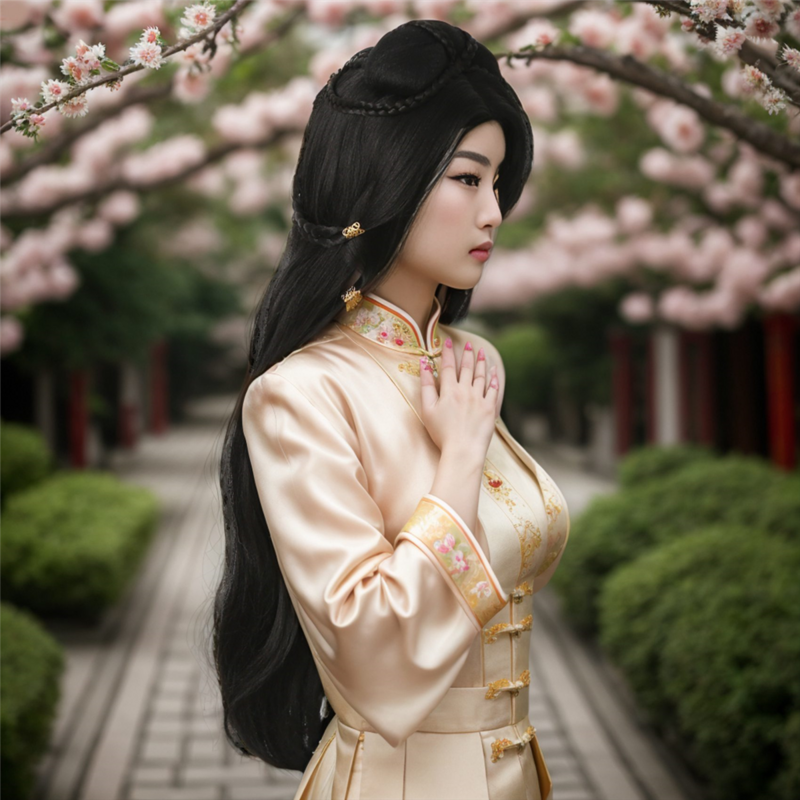 Perruque longue et droite de style chinois pour filles, perruque de costume de prairie, couvre-chef complet paresseux, couvre-cheveux de style chinois pour mariage