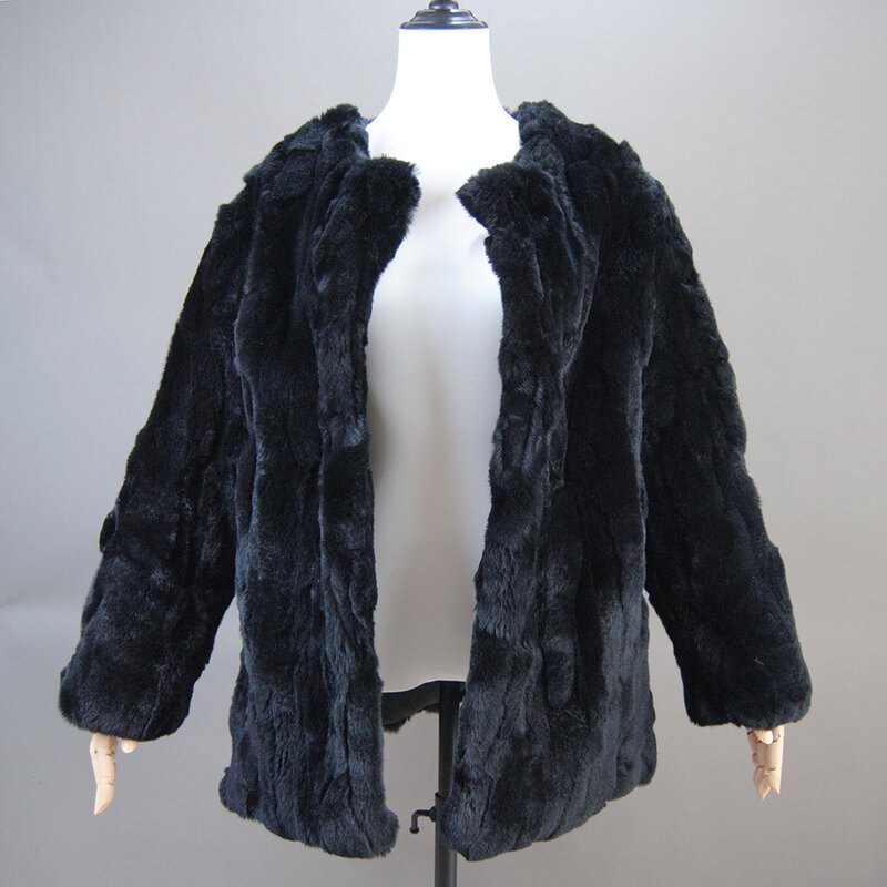 Hot Sale Brand Real Rex Rabbit Fur Coat Female Coat Genuine Rex Rabbit Fur Coat 2024 Winter New Fashion Overcoat Long