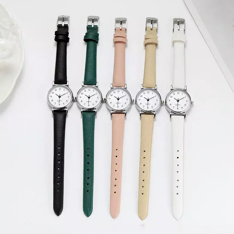 ساعة كوارتز مع حزام من الجلد للنساء ، والأزياء السيدات ، والاتصال الهاتفي الصغيرة ، ساعة عادية ، العلامة التجارية عالية الجودة