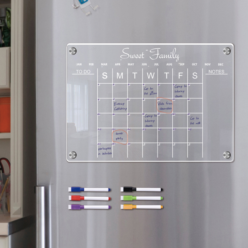 냉장고용 아크릴 메시지 보드, 투명 흰색, 건식 지우기 냉장고, 마그네틱 냉장고 벽