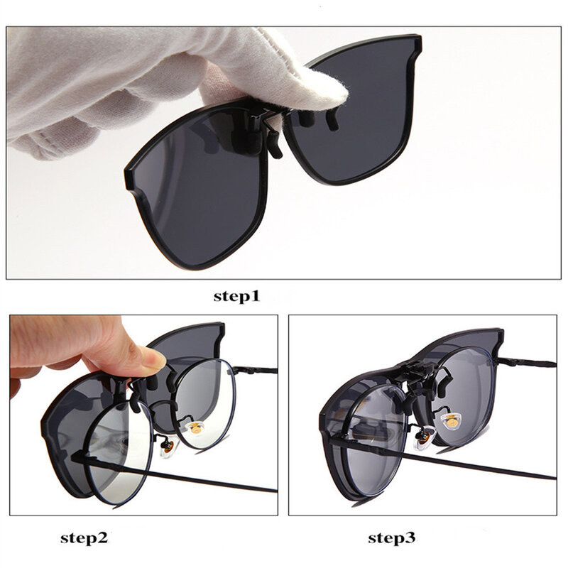 Mężczyźni kobiety okulary przeciwsłoneczne w formie nakładki polaryzacyjne okulary przeciwsłoneczne do zmiany koloru fotochromowe Vintage klipsy do okularów noktowizyjnych