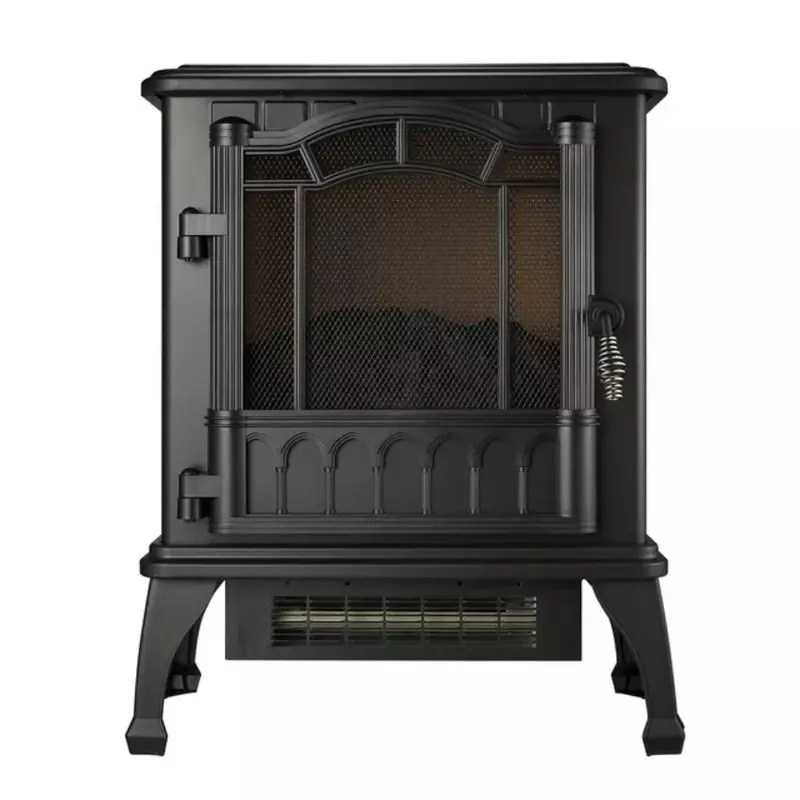 1500w 2-Setting 3D Electric Stove Heater with Life-like Flame, Black