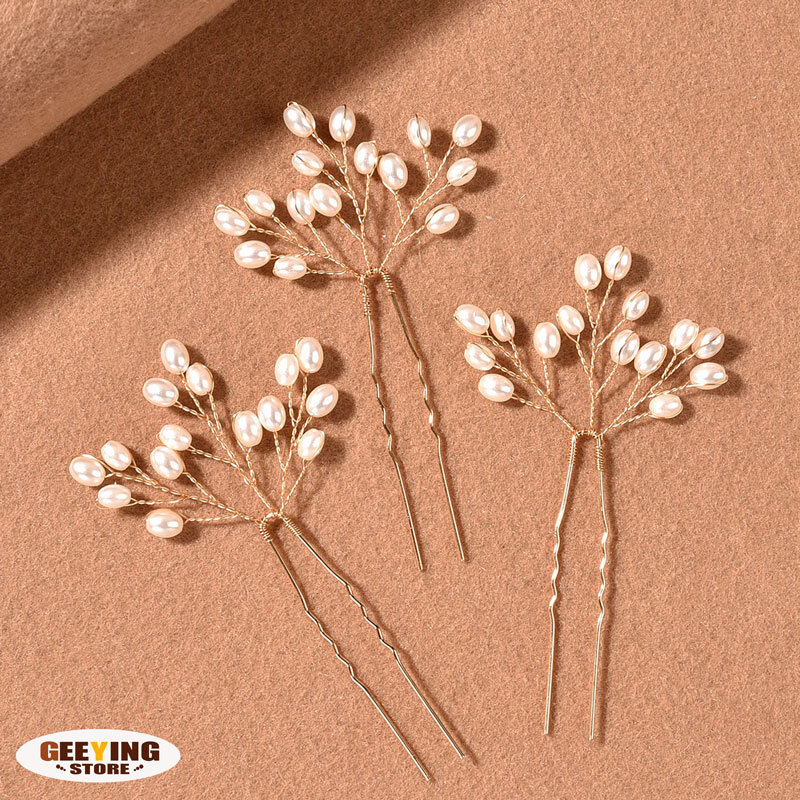 Pinzas para el pelo de perlas hechas a mano para mujer, accesorios para el cabello, horquilla, flor de perlas de cristal nupcial, elegante