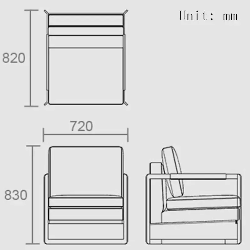 Postmodern simple metal frame single sofa low stool lounge chair set velvet fabric sofa