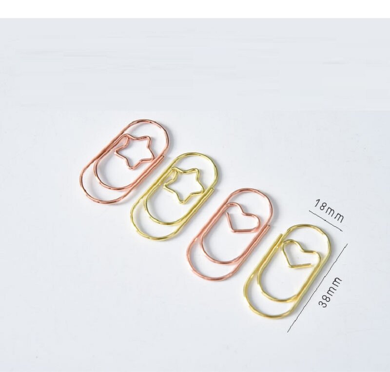 Metal Heart Star Paper Clips Funny Kawaii Bookmark Office Shool Stationery Marking Clips Office Data Classification Paper Clip