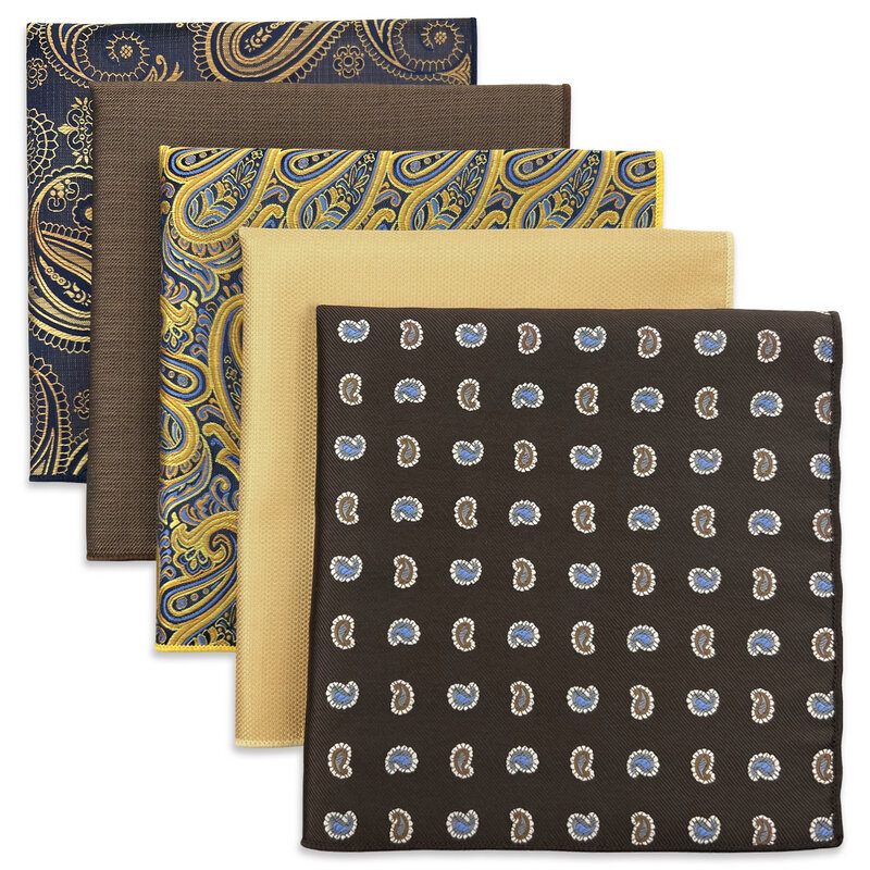Pañuelos de boda cuadrados de bolsillo para hombre, conjunto de moda Formal, paquete de 5 piezas, pañuelo de lujo único