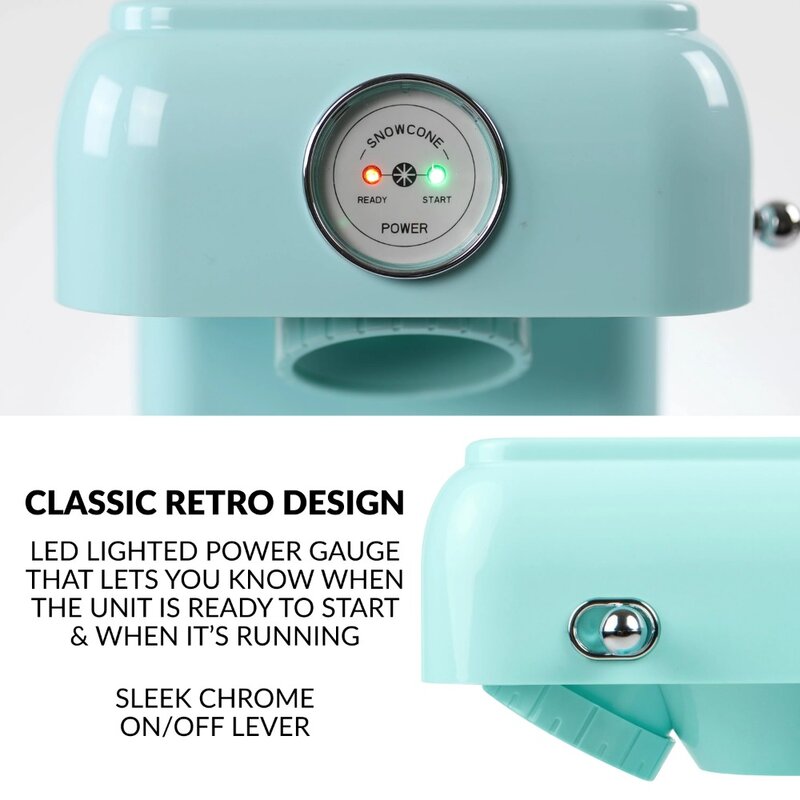 Classic Retro Single Countertop Ice Cream Maker with 1 Reusable Plastic Cup Aqua Green