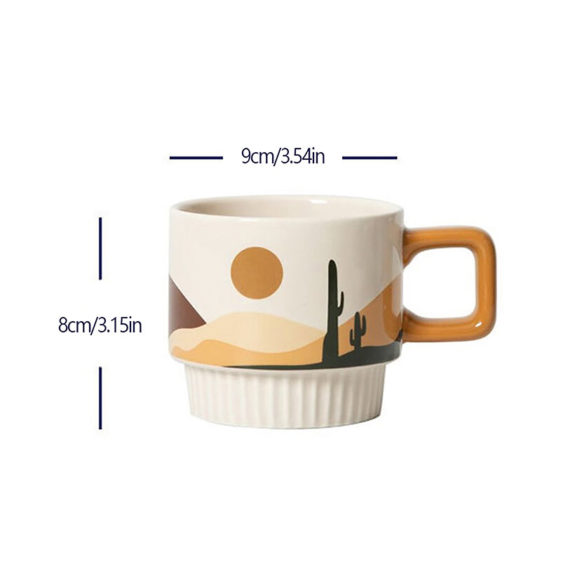 Кофейная чашка Morandi в стиле ретро, Керамическая ручная кофейная чашка, кружка для воды, чашка для завтрака, высокая внешность, вытягивающая Цветочная чашка, подарок, кофейная чашка
