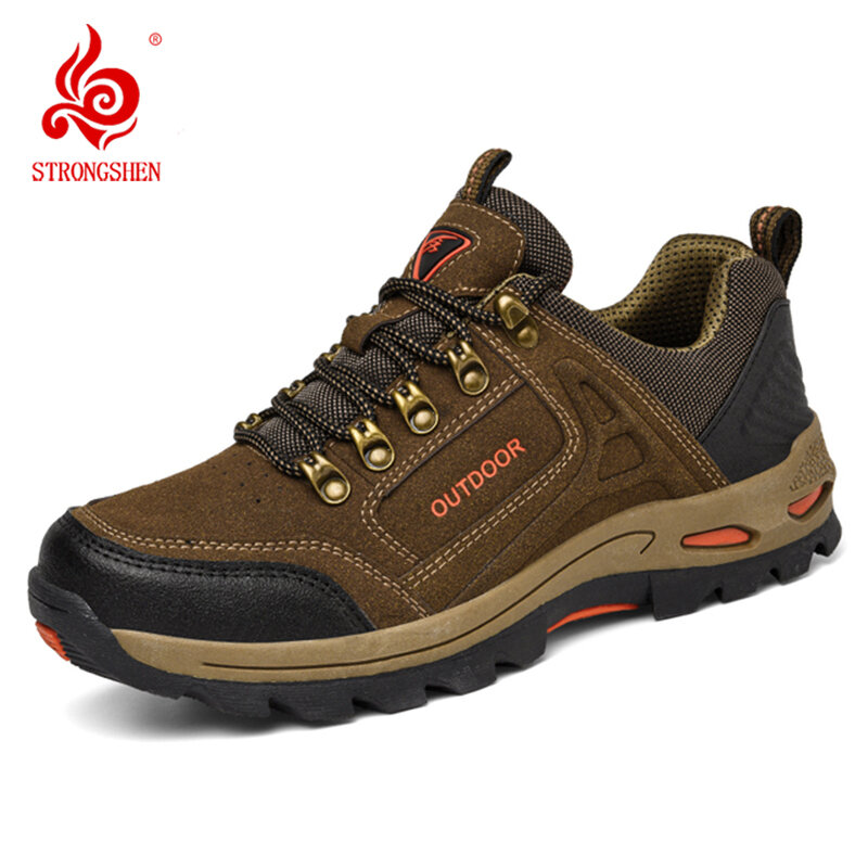 STRONGSHEN-zapatos de senderismo para hombre, calzado ligero antideslizante, resistente al desgaste, cómodo, para escalada