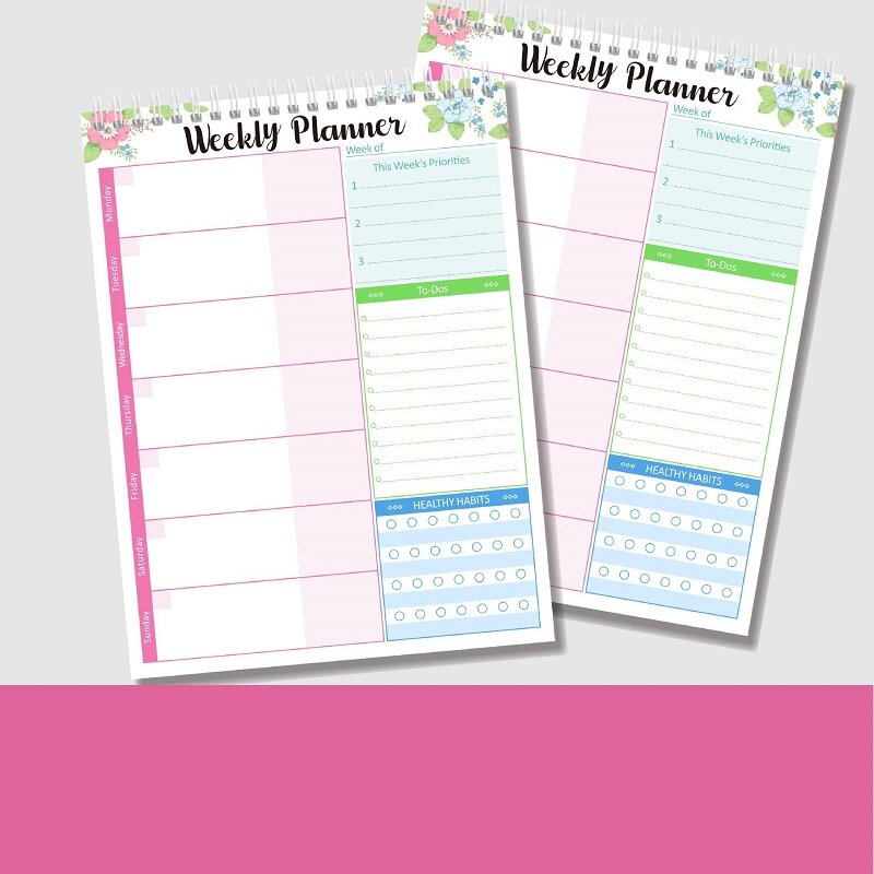 52 arkusze tygodniowego planowania w notatniku Do planowania z notatkami codzienne harmonogramy priorytety osiągnąć swoje cele zadania