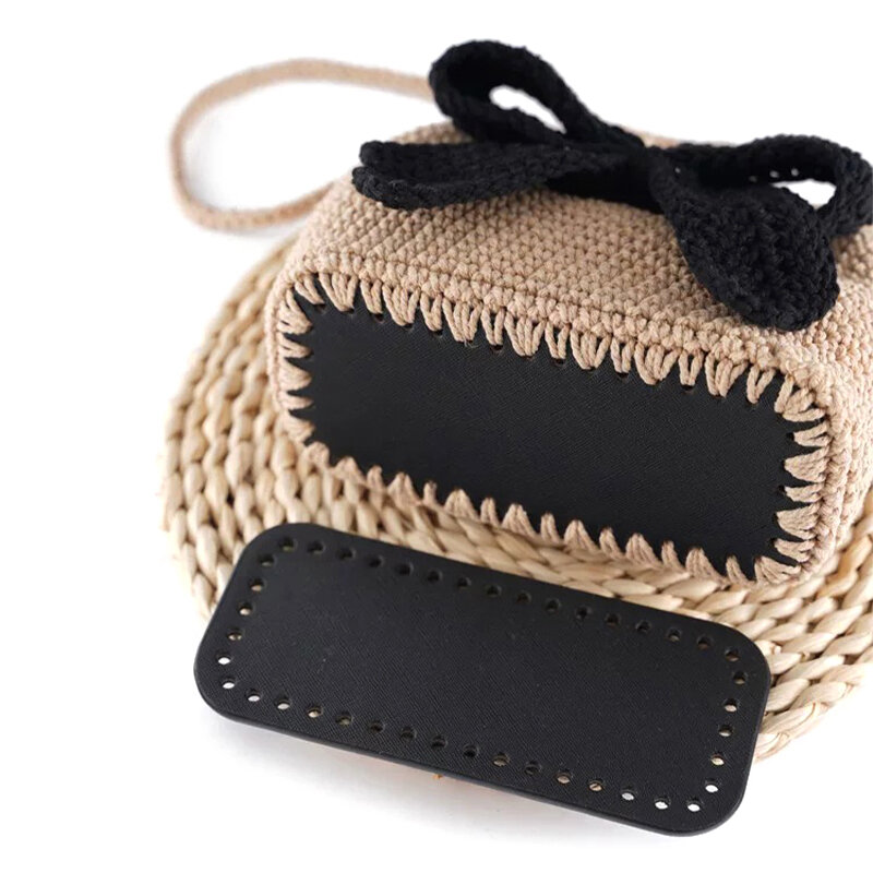 女性のための手作りの長方形のPUレザーボトム,耐摩耗性の財布,手編みのアクセサリー,18x8cm