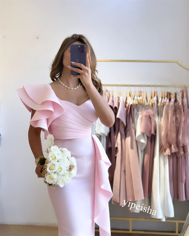 Строгие Свадебные платья-трапеции на одно плечо, платья средней длины на заказ, Саудовская Аравия