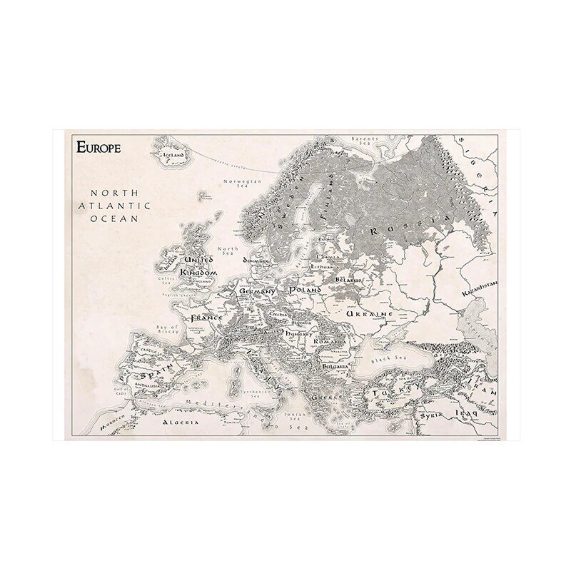 Mapa Europeo Vintage de 120x80cm, póster artístico de tela no tejida, impresiones sin marco, decoración del hogar, oficina, suministros escolares para el aula