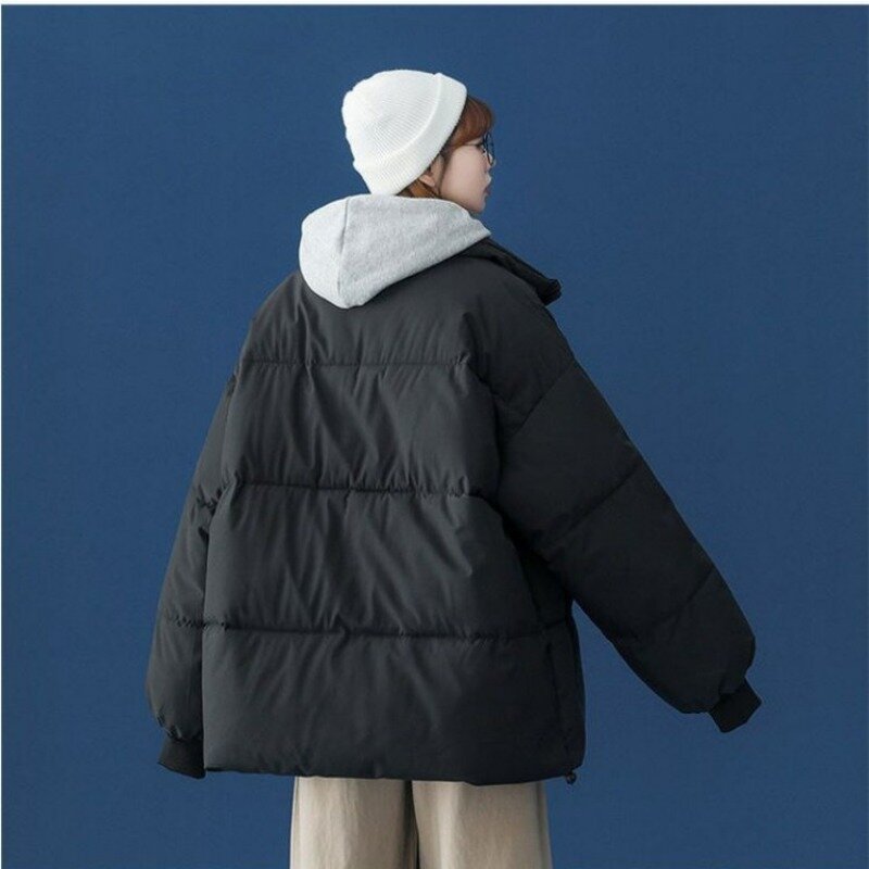 Jaket hangat katun wanita, mantel musim dingin longgar parka relaksasi, Luaran 2023