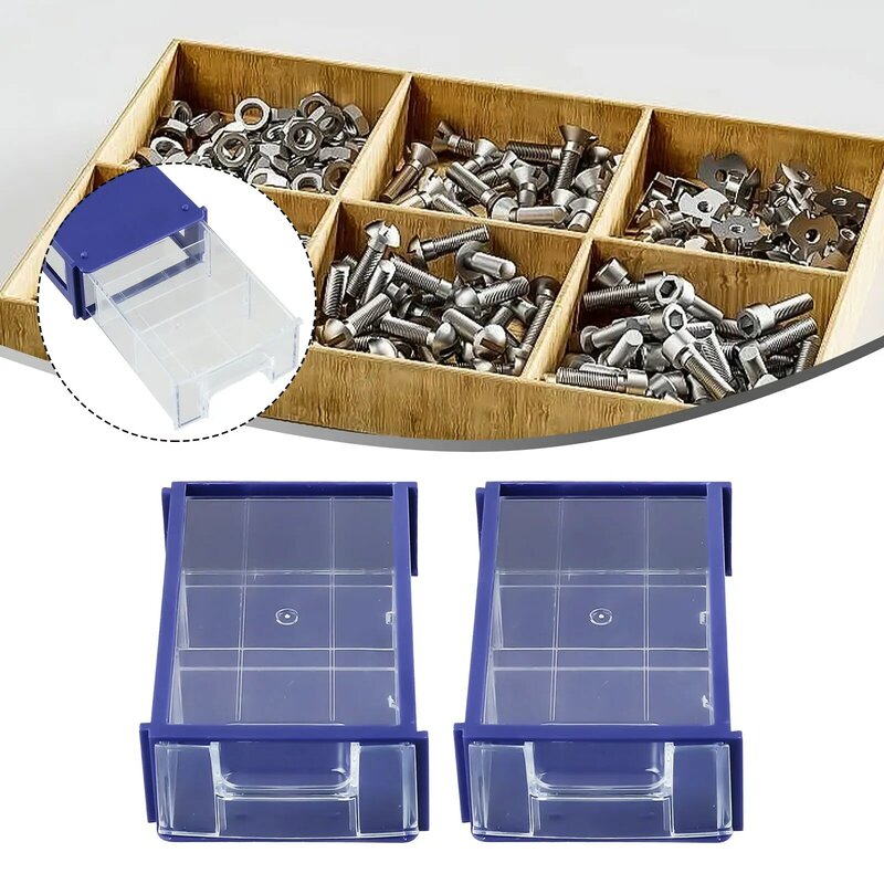 Kotak penyimpanan kontainer bagian perangkat keras kotak penyimpanan plastik PE tebal 140*85*40mm sekrup komponen biru