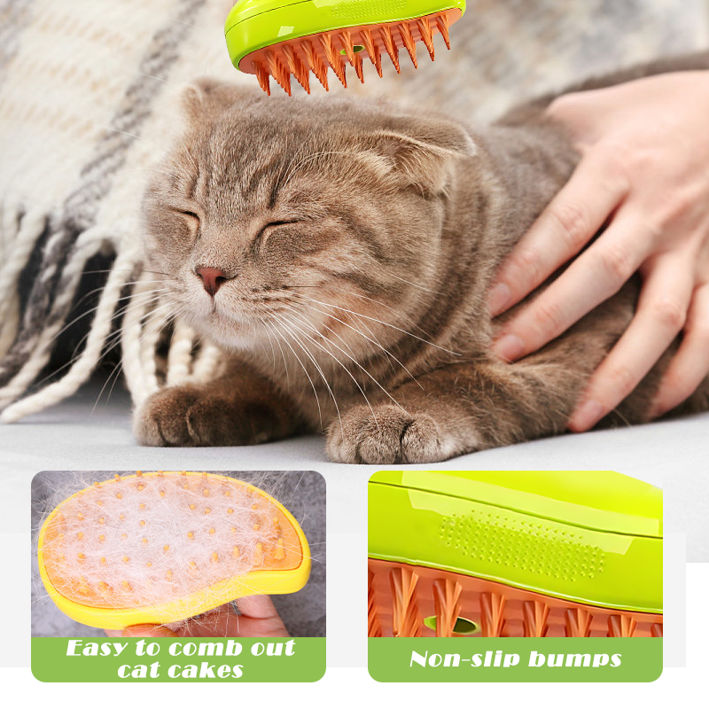 Vapor Massagem Escova para Pet Grooming, Spray elétrico, cão e gato Escovas de cabelo, depilação Combs, Grooming Suprimentos, 3 em 1