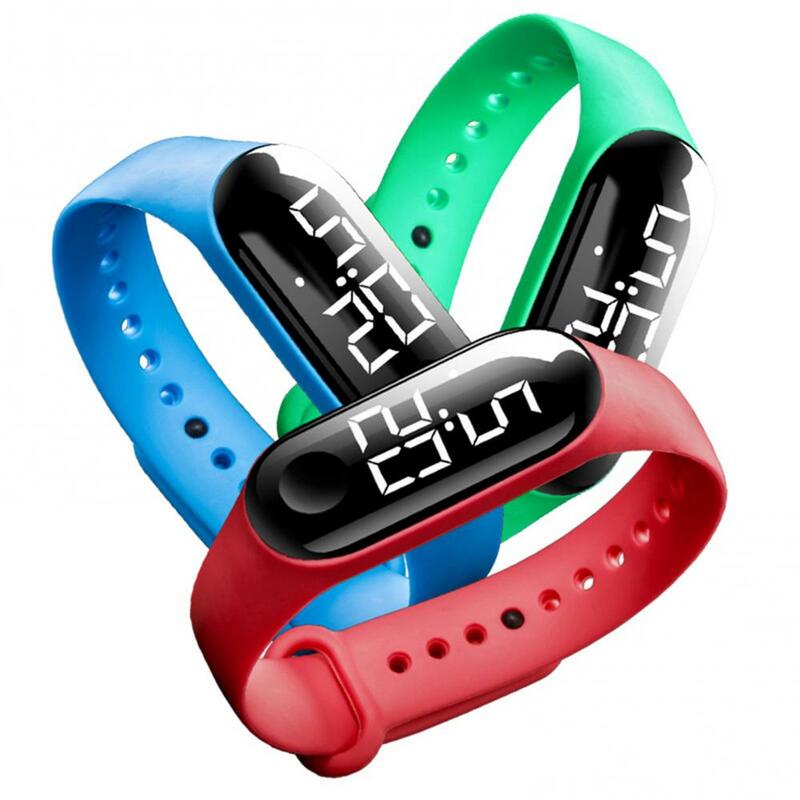 M3 어린이 단색 조절 스트랩 LED 디지털 전자 스포츠 손목 시계, 소년 소녀 시계