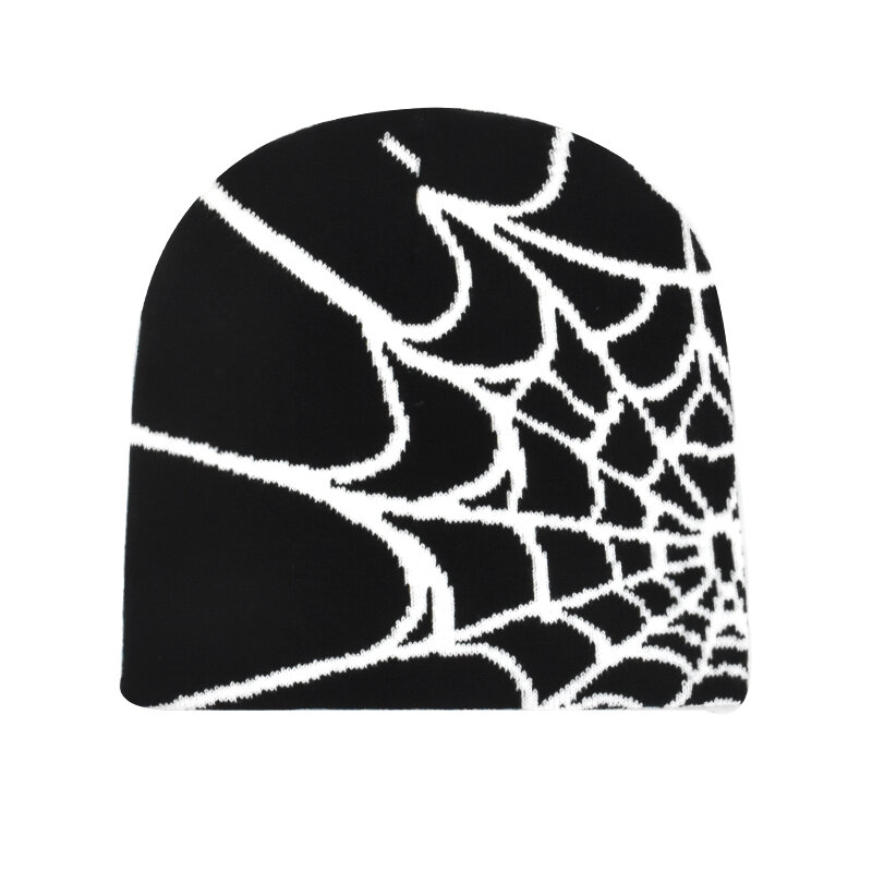 고딕 거미 패턴 양모 니트 모자, Y2K 여성 남성 비니, 따뜻한 비니, 그런지 힙합, 캐주얼 스컬리, 야외 겨울