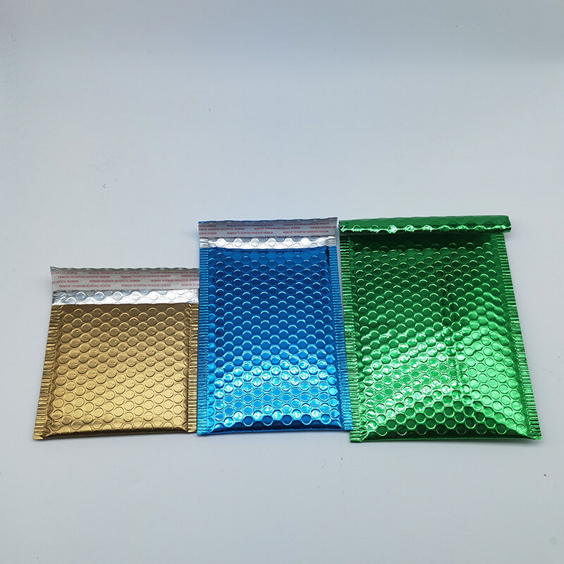 Hysen-bolsas de burbujas aluminizadas para pequeñas empresas, embalaje de regalo a prueba de desgarros, color azul, champán, dorado y verde