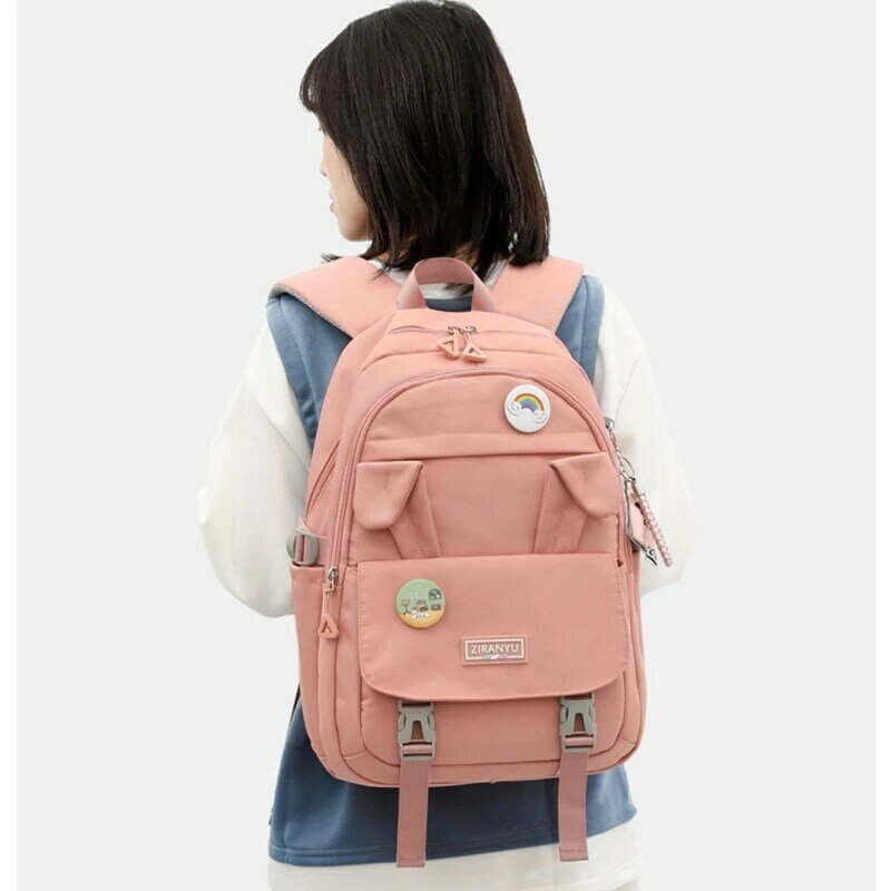School Bookbag Rabbit Ears Backpack for Teen Girls Large Capacity Schoolbag Student Daypack Female Book Bags