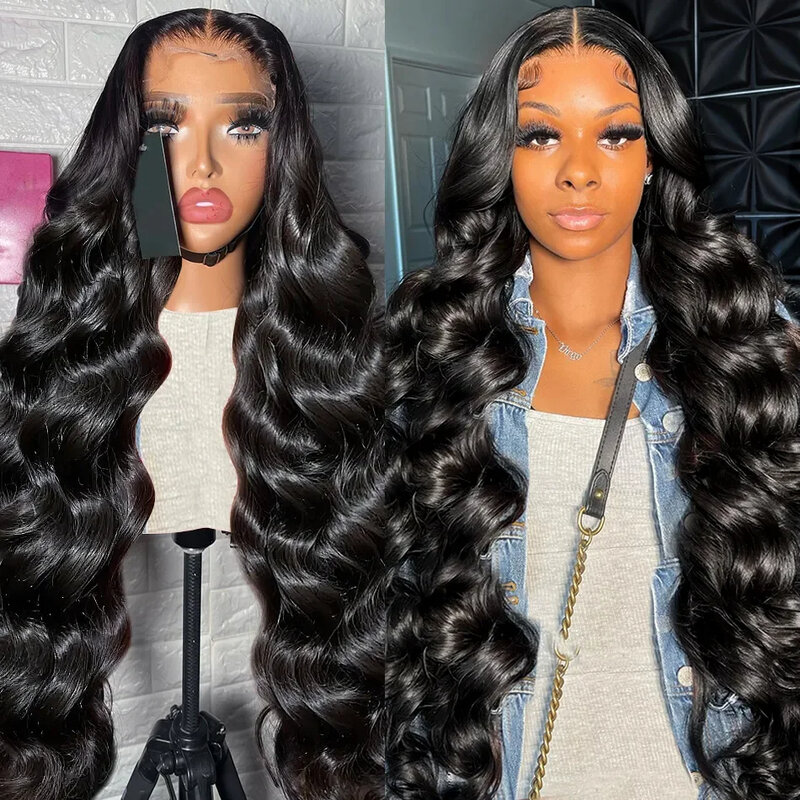32 32 Inches 13x4 Body Wave Lace Front Human Hair Wigs Brazilian Remy 200 Density 13x6 HD Transparent Lace Frontal Wig For Women