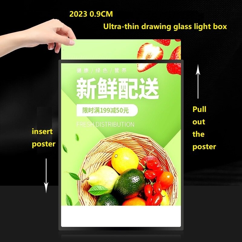 Film intérieur d'affichage de panneau de cadre super mince, lumière LED aste, publicité, échangeable pour restaurant, bar à bière, boutique, 73, A3, A4